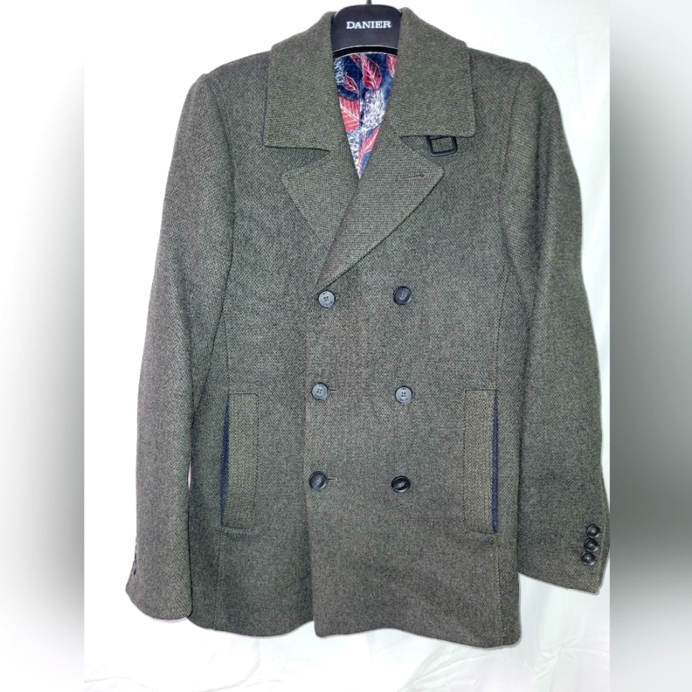 Ted Baker Wool Peacoat - Dark Green